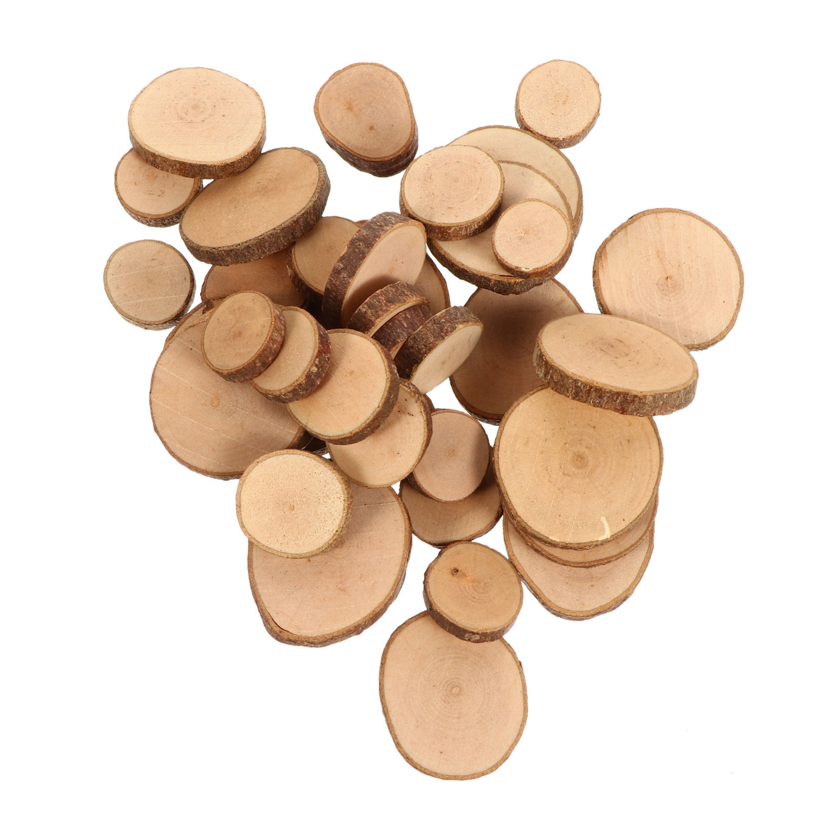 1 Set Diy Wood Slices for Wedding Decorations Light Brown Round Bark Shapes Smooth Surface — image 4