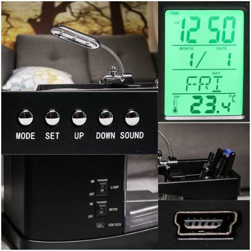 Multifunctional USB Mini Aquarium Fish Tank Aquarium with LED Lamp LCD Display Screen Clock Storage Box Fish Tank Aquarium — image 6