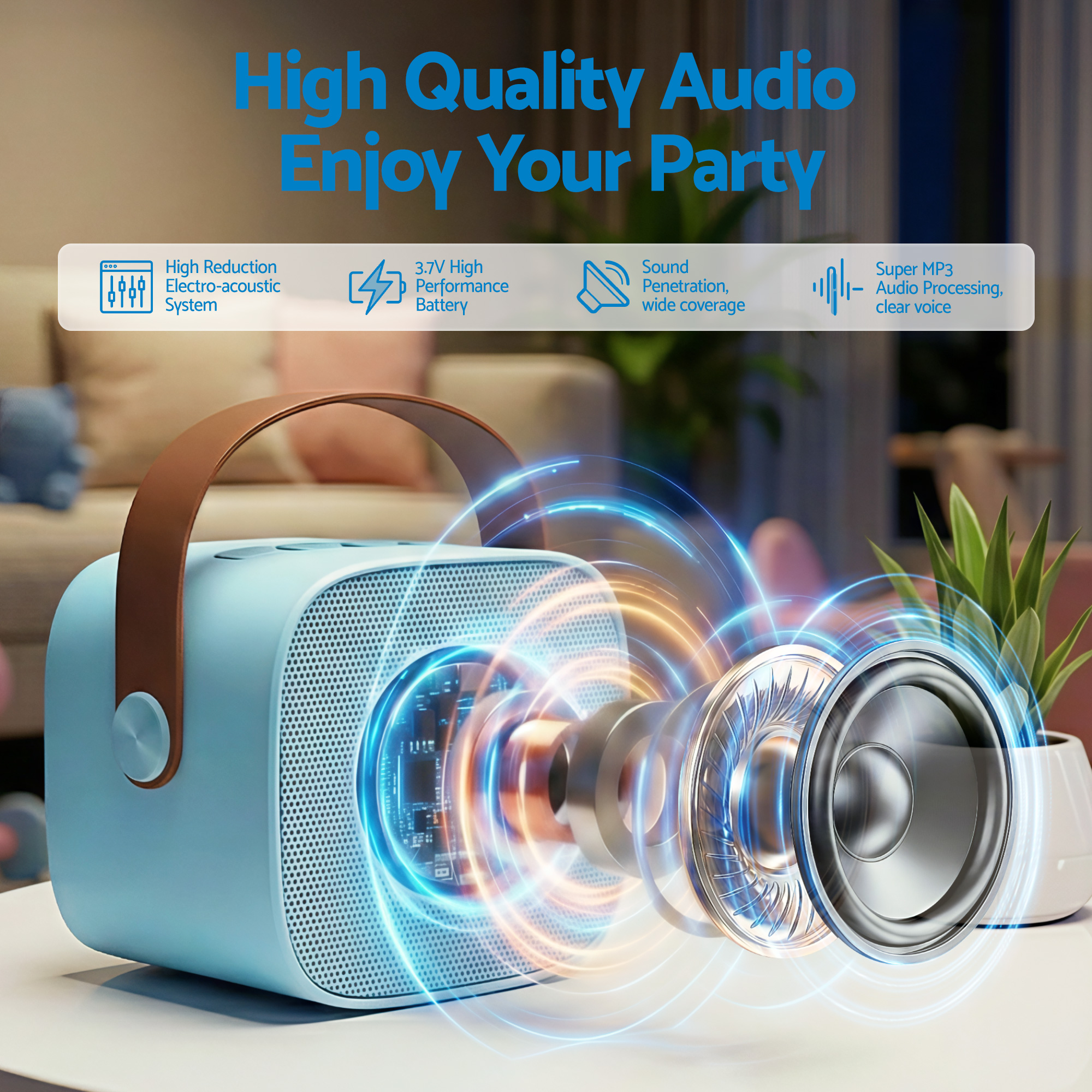 Alpha Mini Portable Karaoke Machine for Adults Kids with 2 Wireless Microphones โ image 4