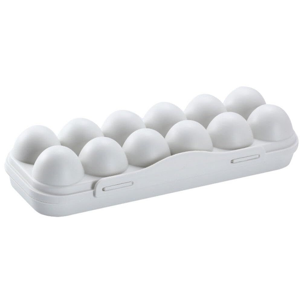 Egg Holder Refrigerator Egg Holder 12 Count Egg Storage Container Plastic Covered Egg Tray Dozen-section Carrier Bin with Lid