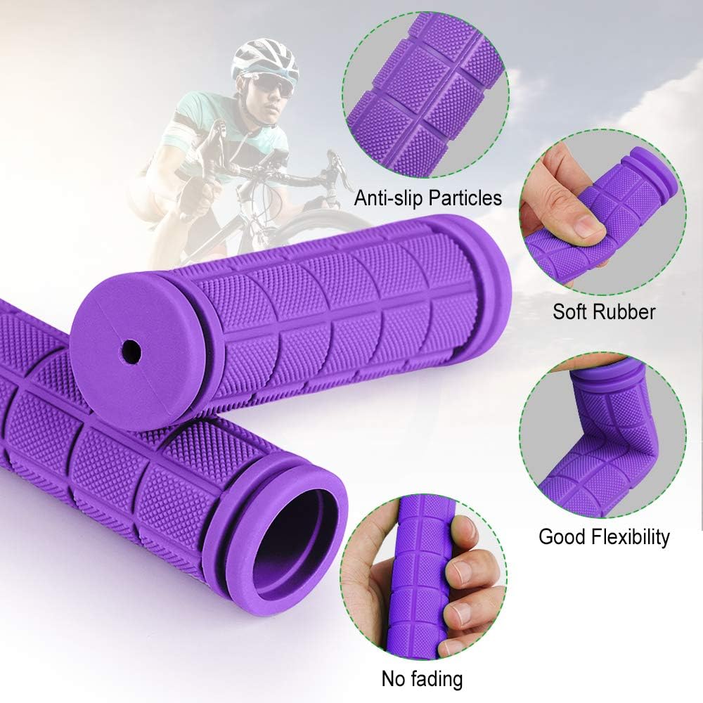 A pair of ergonomic bicycle handles in non-slip soft rubber, Purple β image 4