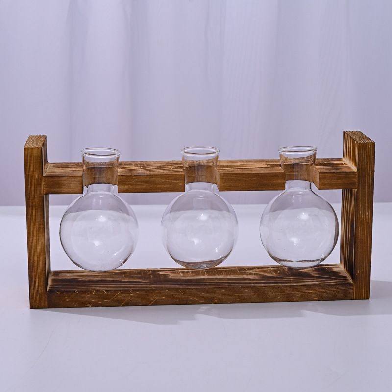 HydroponicWoodenFramewithSnap-On-SphericalTripleBottle