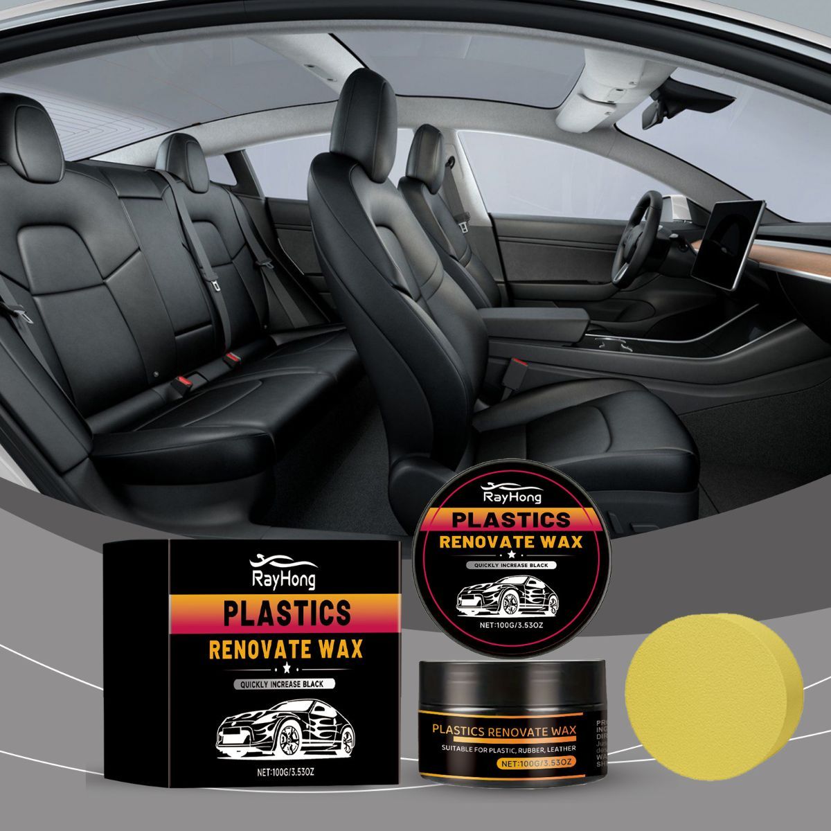 Car Plastic Renovate Wax Australian Car Care Plastic Restoration Wax Car Trim - White - Size 100g-2pcs — image 3