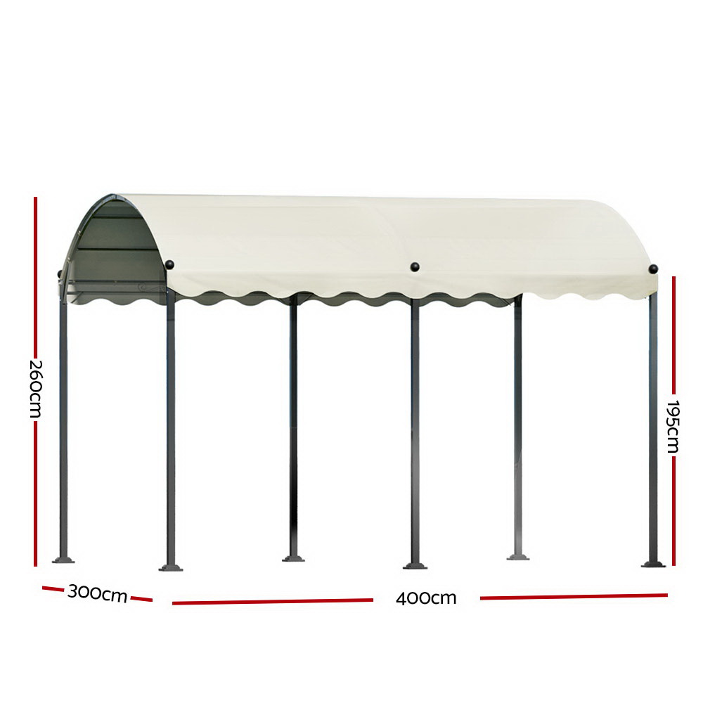 Instahut Gazebo Marquee 4 × 3m Outdoor Event Wedding Tent Camping Party Shade Iron Art Canopy Beige — image 2
