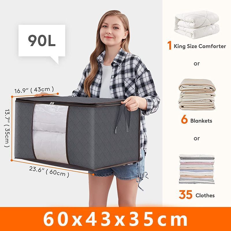 6 Pack 35L Quilt Packing Pouches Black Zipper, Multi-Pack For Separating Different Garments — image 2