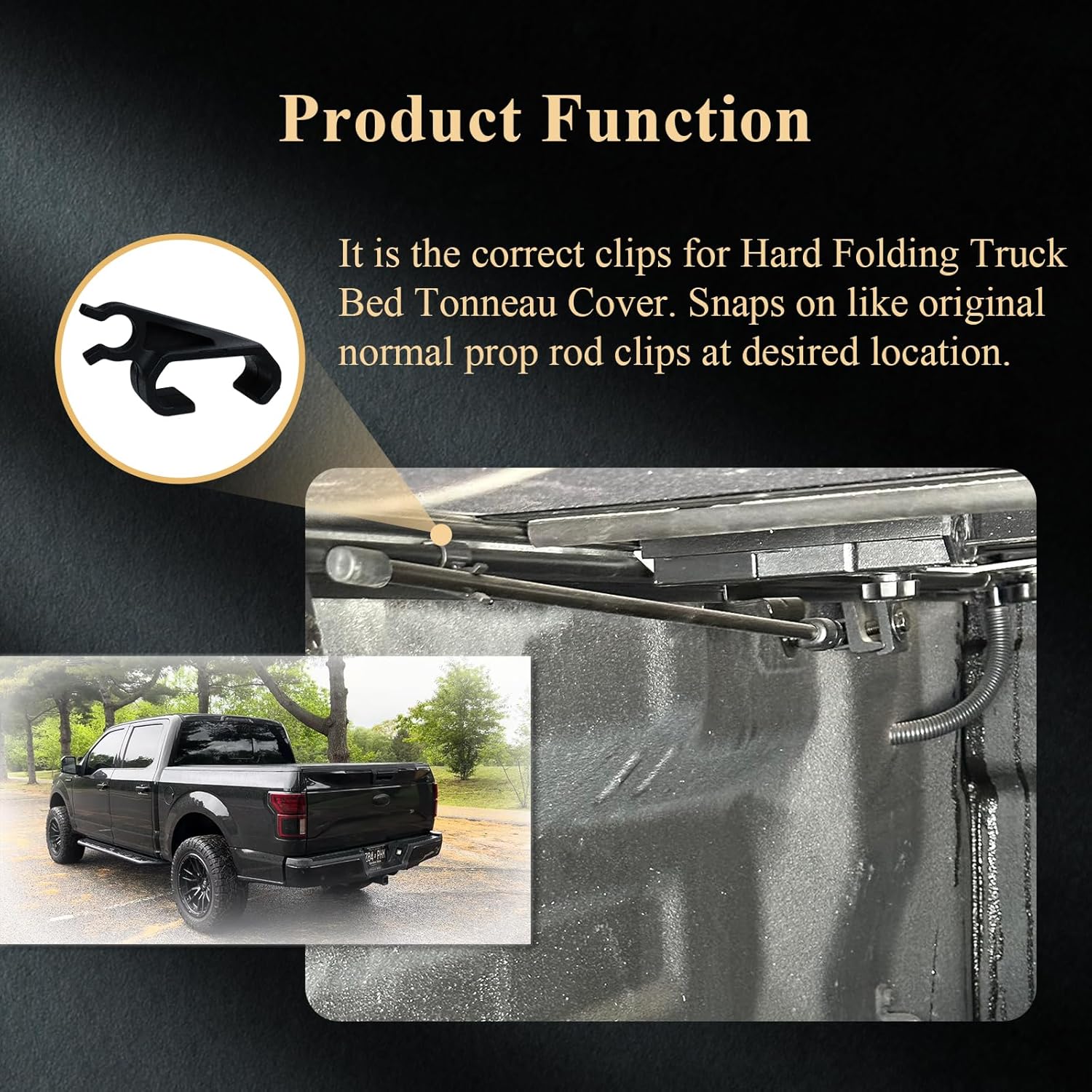 2 pcs 351B0024 Truck Bed Cover Clips, Tonneau Cover Prop Rod Clips, Compatible with RealTruck BAK BAKFlip MX4, Undercover Ultra Flex Hard Folding Truck Bed โ image 5