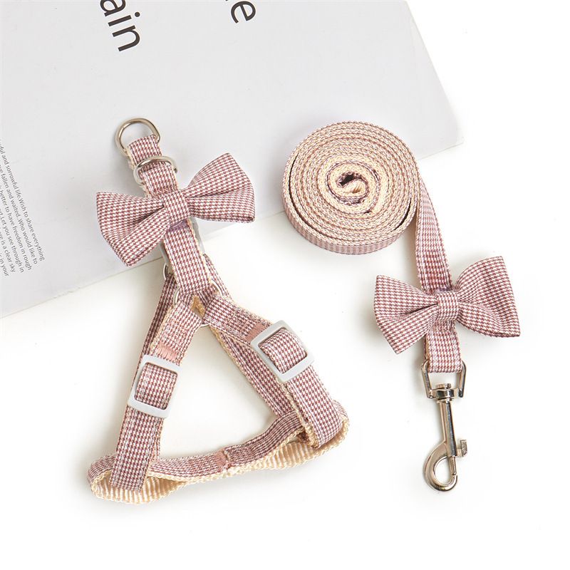 Nylon Houndstooth Dog Leash Cat Harness Blue 1.0cm Brown 1.0cm recommend 1.50 kg-3.50 kg