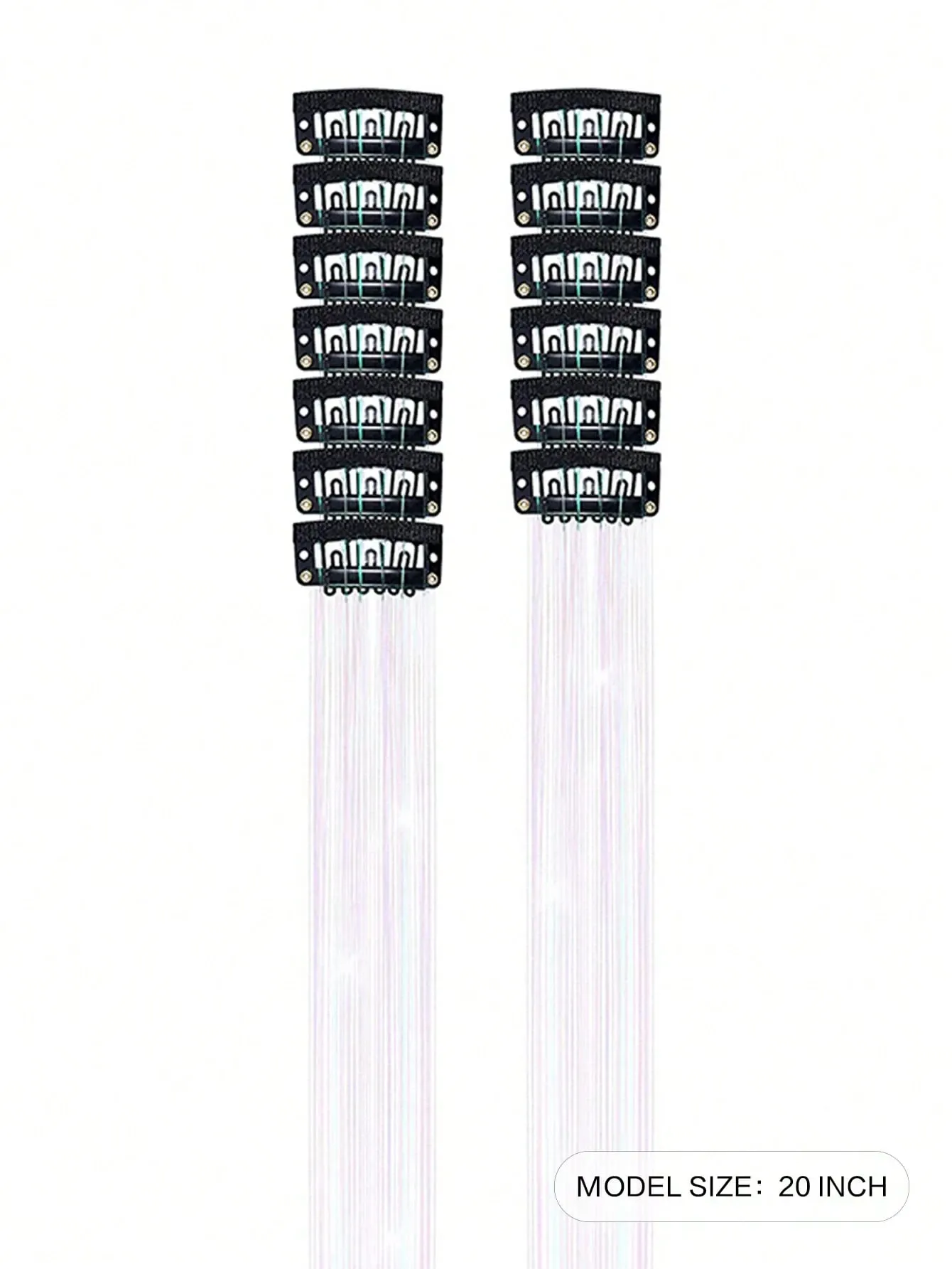 12Pcs Hair Tinsel Clip In 20Inch Fashion Glitter Tinsel Synthetic Straight Hair Extensions Clip In Hair Tinsel Kit Heat Resistant Shiny Sparkle Fairy Hair — image 2