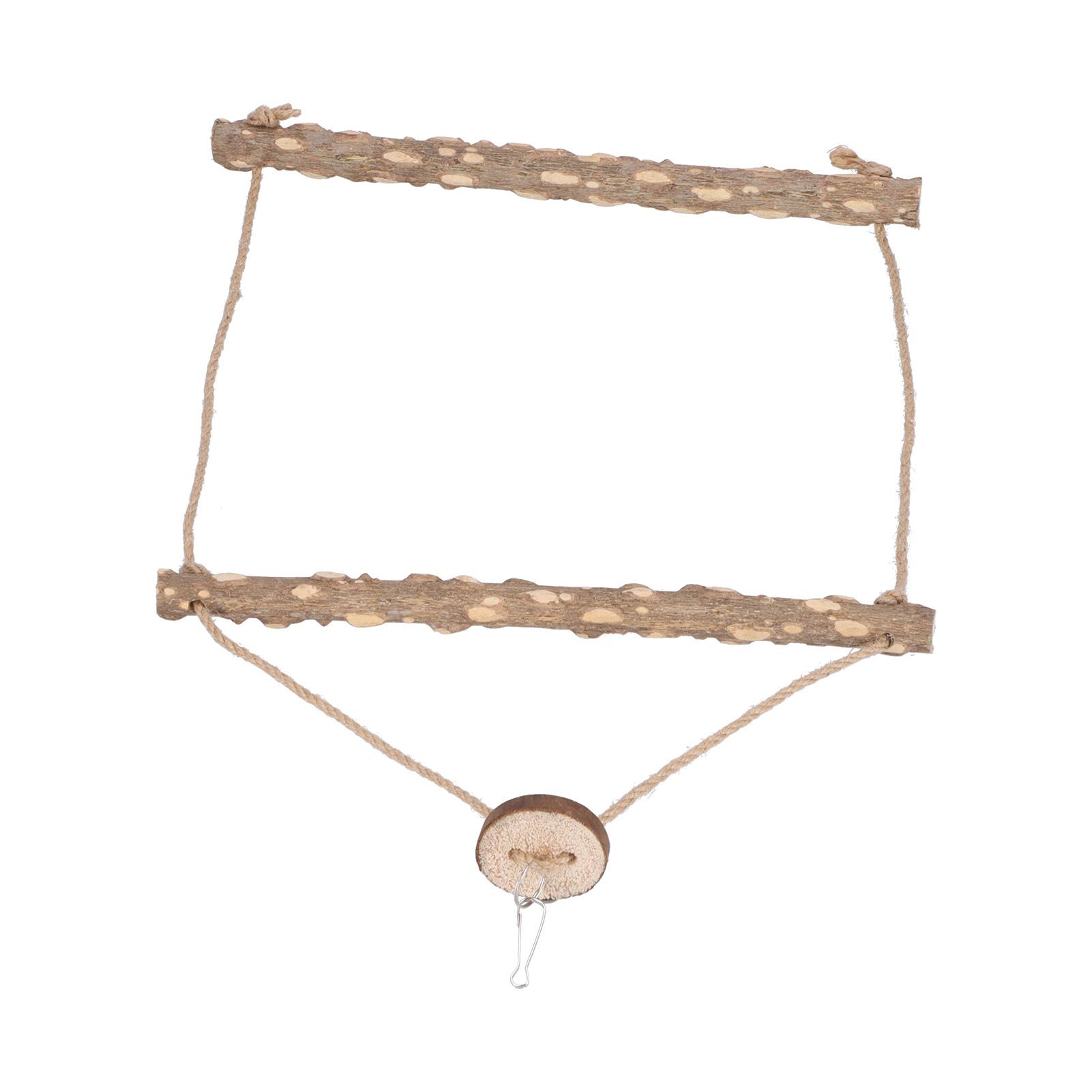 Large Bird Cage Swing Natural Wooden Safe Hanging Birds Standing Chewing Toy for Parrots — image 2