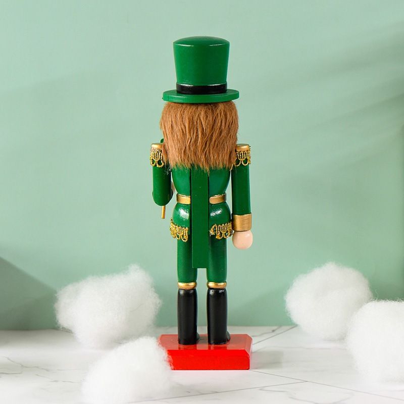 Figurine Wooden Standing Nutcracker Puppet Traditional Patricks Day Ornaments Home Art Decor for Desktop Bookshelf 25CM โ image 3
