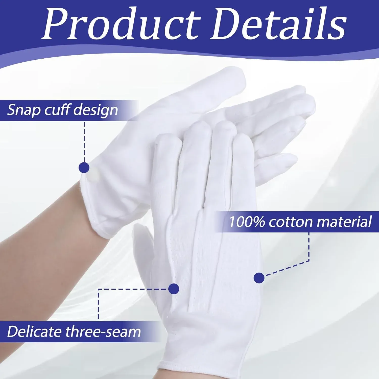 White Dress Gloves 2 Pairs Soft High Elasticity Uniform Gloves for Church Usher Funeral Parade Men Women, Practical Everyday Use — image 3