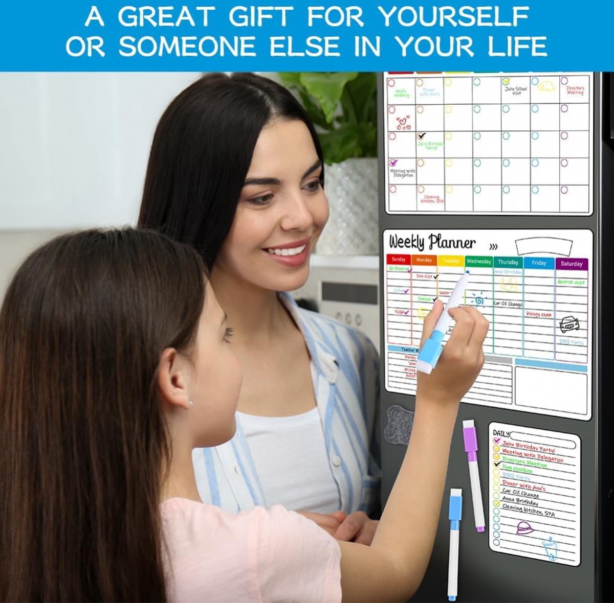 Monthly Planner & Weekly Planner Whiteboard Set - Magnetic Planning Board - Magnetic Monthly Planner - Magnetic Weekly Planner - Magnetic Board Including Day — image 3