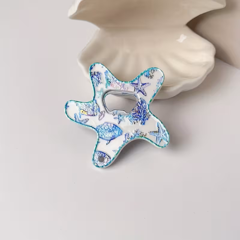 4Pcs 2-in-1 Resin Starfish Fridge Magnet & Bottle Opener, Ocean Themed Decor for Kitchen Bar, Random Styles — image 5