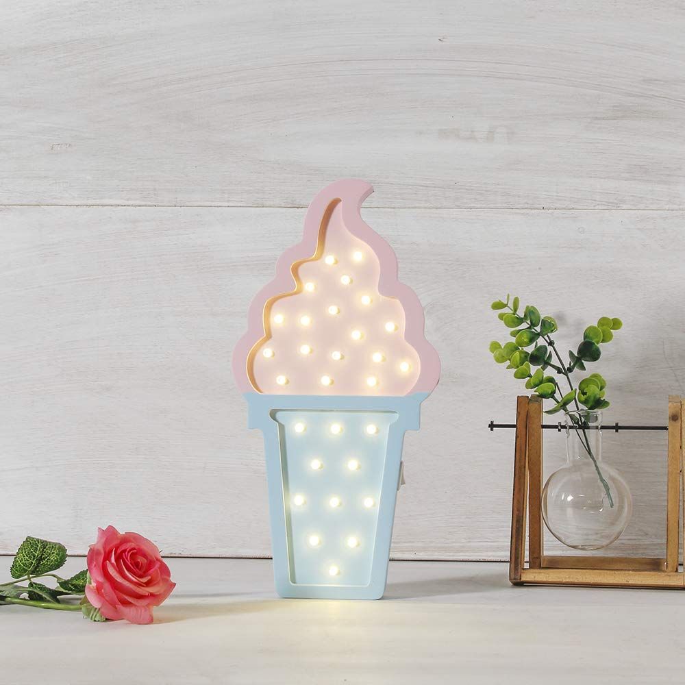 Ice cream Valentine Romance Atmosphere Light, Party Decoration Kids' Room Battery Operated LED Night Lights (Pink and Blue) β image 2