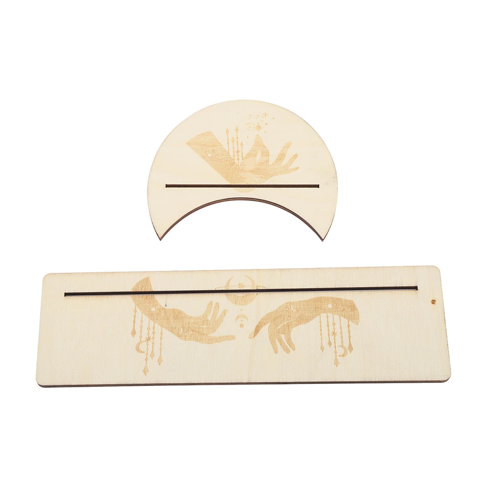 2 Pieces Wooden Tarot Card Stand Holder Stable Moon Shape and Rectangle Wooden Tarot Card Display Stand Base Type C — image 5