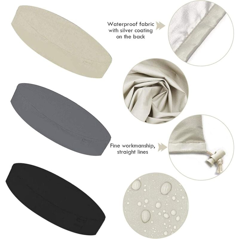 Round Pool Cover Sunshade, 100% UV Resistant Waterproof Spa Cover, 190T for Outdoor Spa Tub, 200x30cm (Black) — image 4