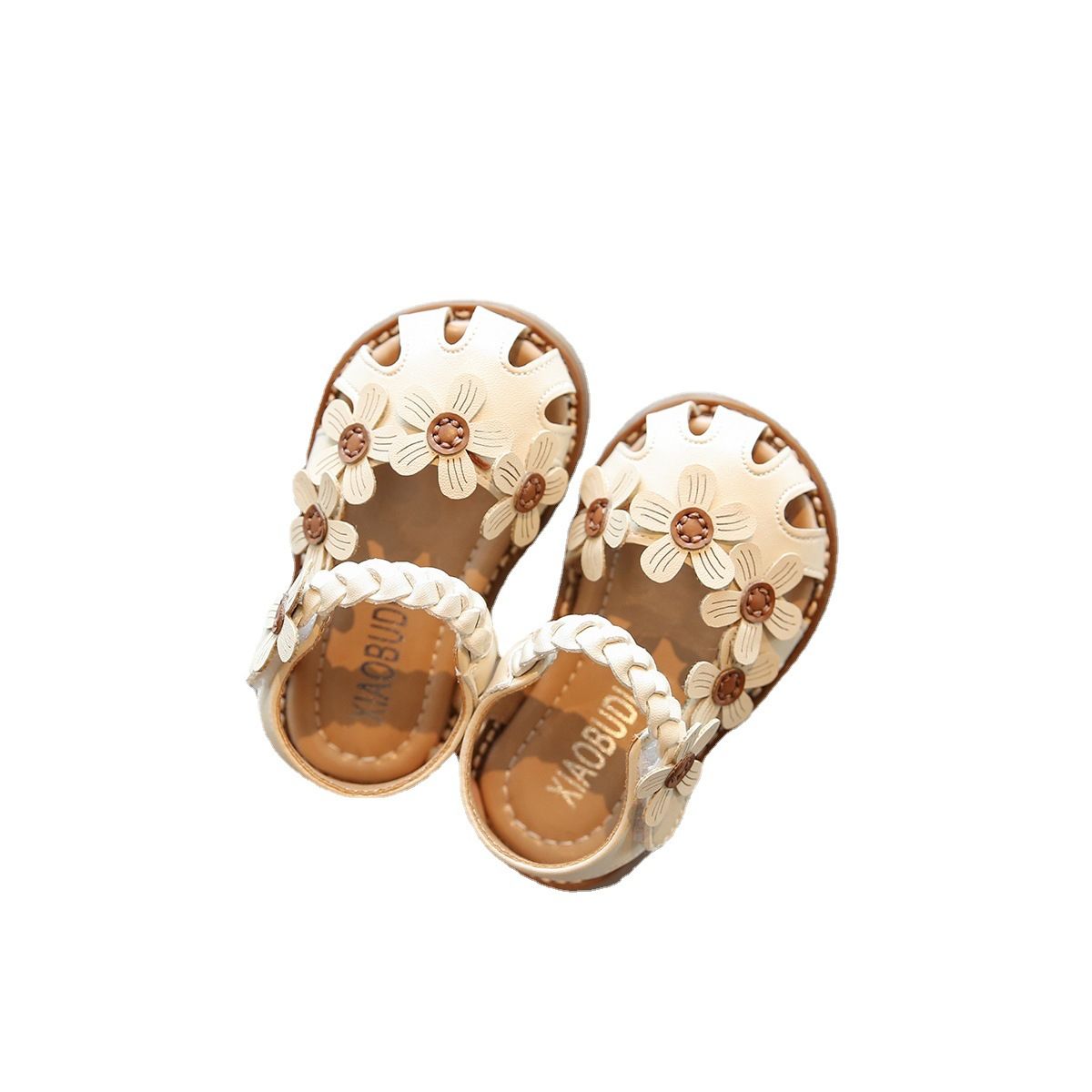 Kamai bear Baby Girl Summer Sandals Soft Sole Velcro Beige Size 29 shoe length is about 18.5cm — image 5