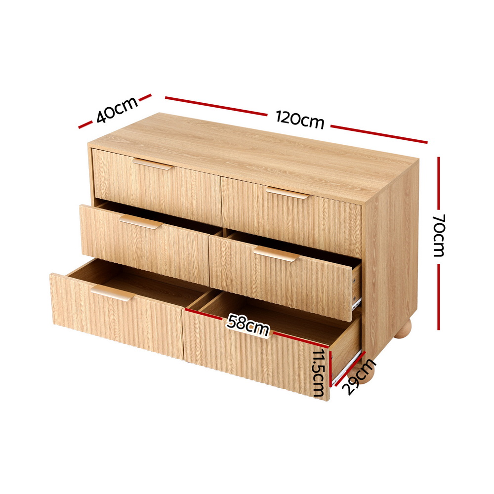 Artiss 6 Chest of Drawers Dresser Tallboy Pine — image 2