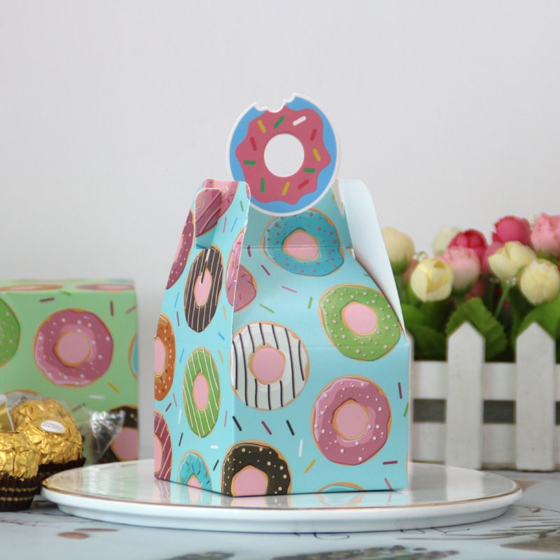 60PCS Creative Converting Donut Party Favor Boxes Party Supplies, Multicolor -Candy Goodies Valentine's Day Gift Boxes — image 2
