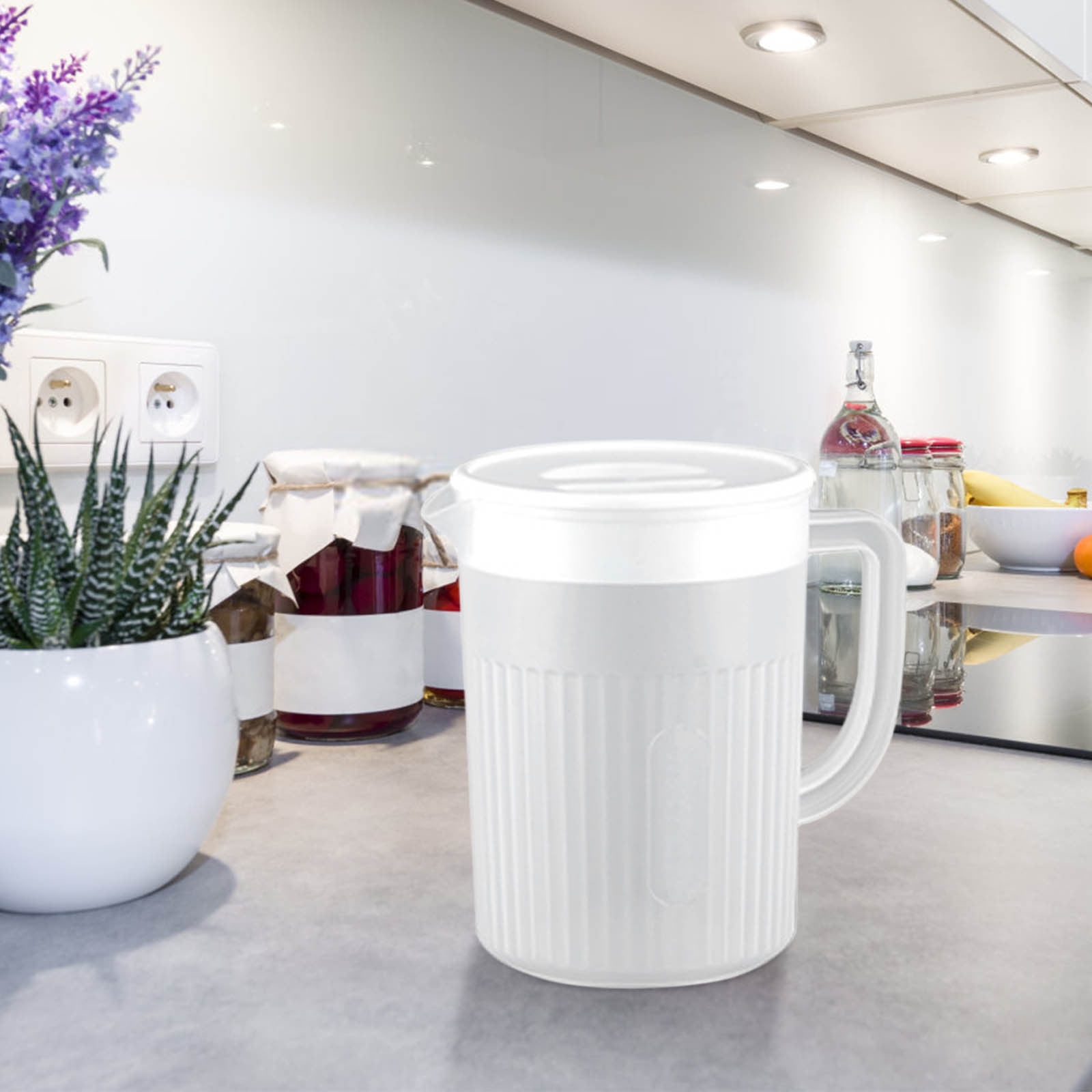 Juice Pitcher with Lid for Refrigerator, Water Jug for Tea, Juice and Iced Drinks, Fridge and Dishwasher Safe, White — image 5