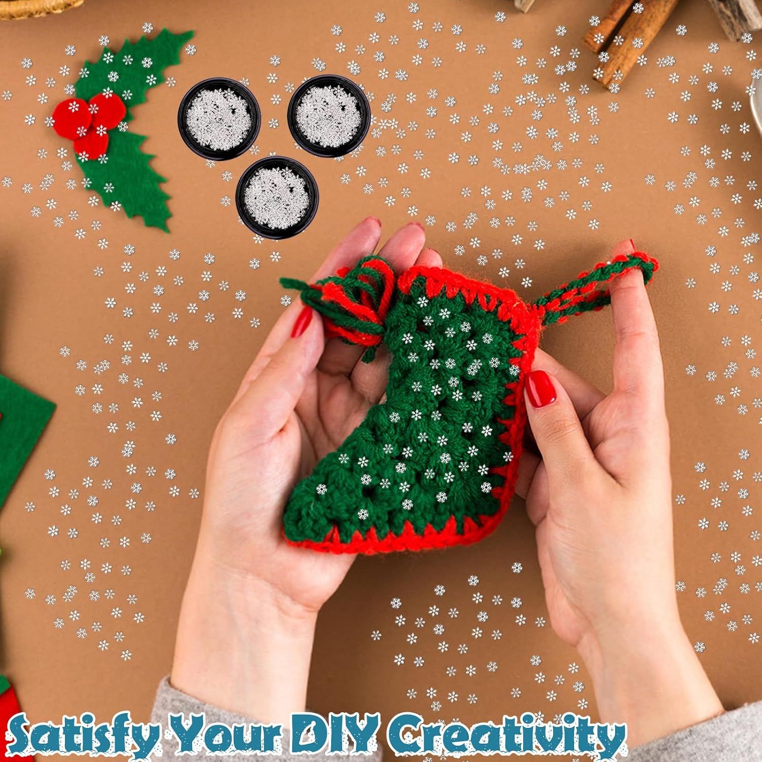 300 Pack Mini Christmas Snowflake Charms, Metal Winter Nail Art Decorations for DIY Crafts, Manicures, Cards and Holiday Projects — image 3