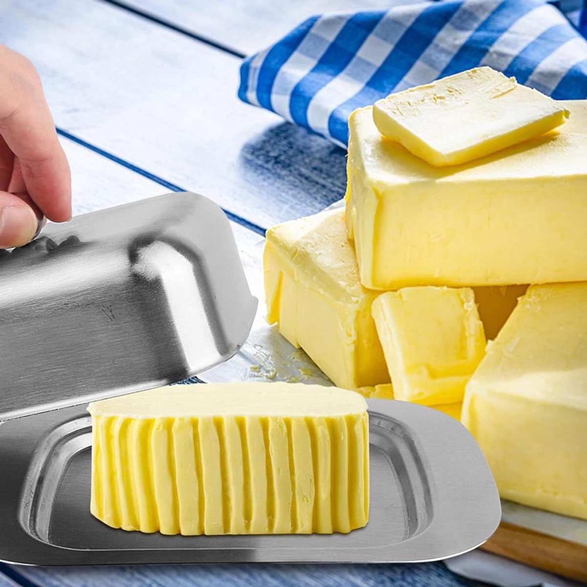 Butter Dish With Lid - Stainless Steel - Small Butter Dish Freshness Container - Butter Holder - Butter Dish - Storage Box For Butter - Butter Clock - Butter — image 2