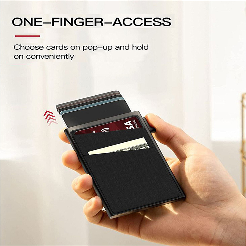 Black Ultra-Slim RFID Blocking Pop-Up Wallet - Automatic Card Holder with Metal Case & Secure Screw Base โ image 4