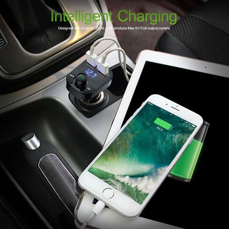 Wireless Bluetooth FM Transmitter Radio Receiver, Handsfree Call Car Charger, Mp3 Audio Music Stereo Adapter, Dual USB Port — image 2