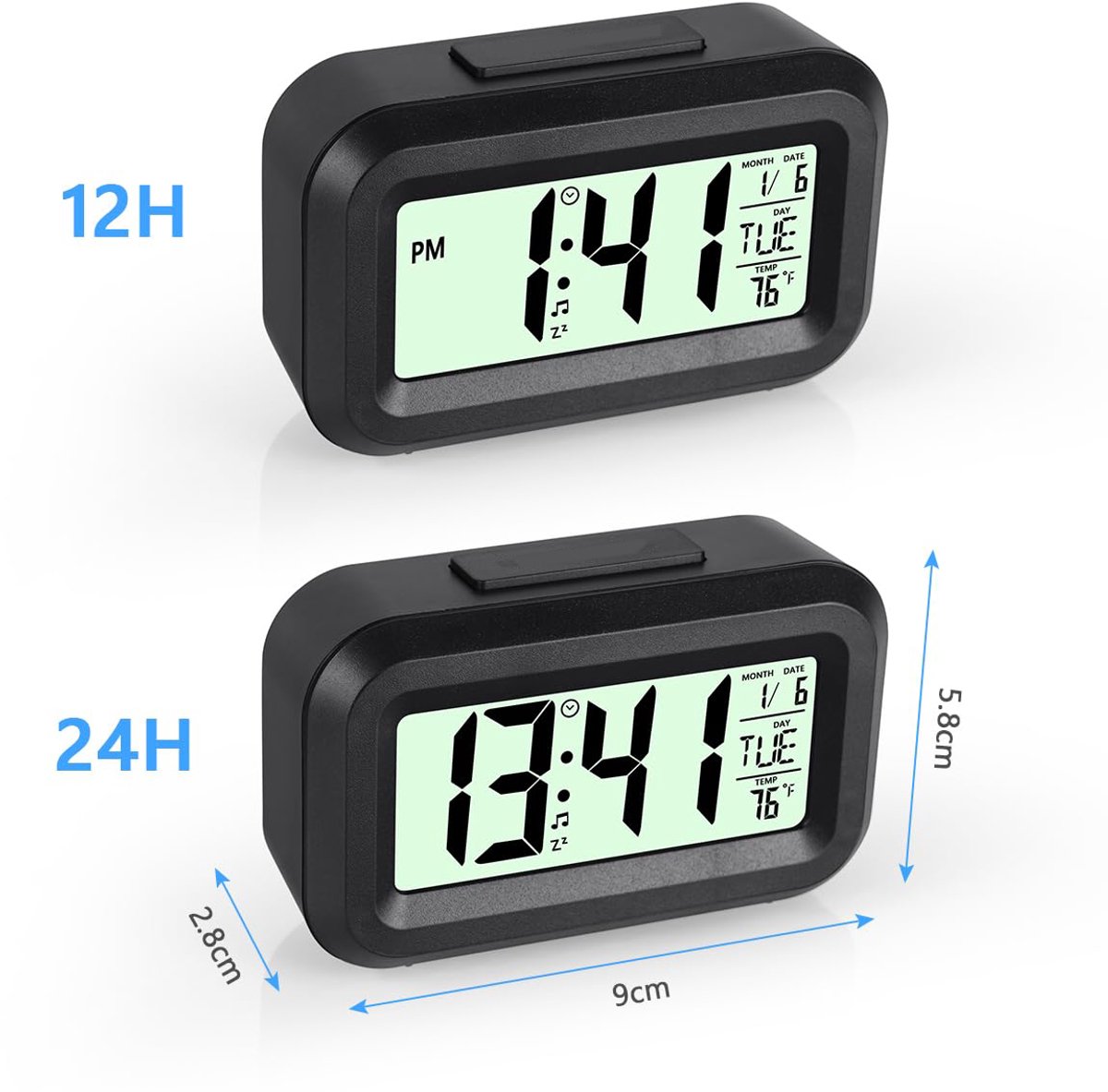 Wekker Digital Alarm Clock - Children's Clock - Wekker Children's Alarm Clock - Travel Alarm Clock - LED Display Clock - Adjustable 12/24 Hour Snooze Function — image 2