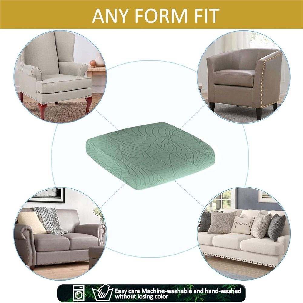 2 PCS Stretch Patio Sofa Seat Cushion Cover Outdoor TPU Waterproof Replacement Slipcovers Outdoor Elastic Leaf Pattern Textured Porch Couch Furniture Protector — image 4