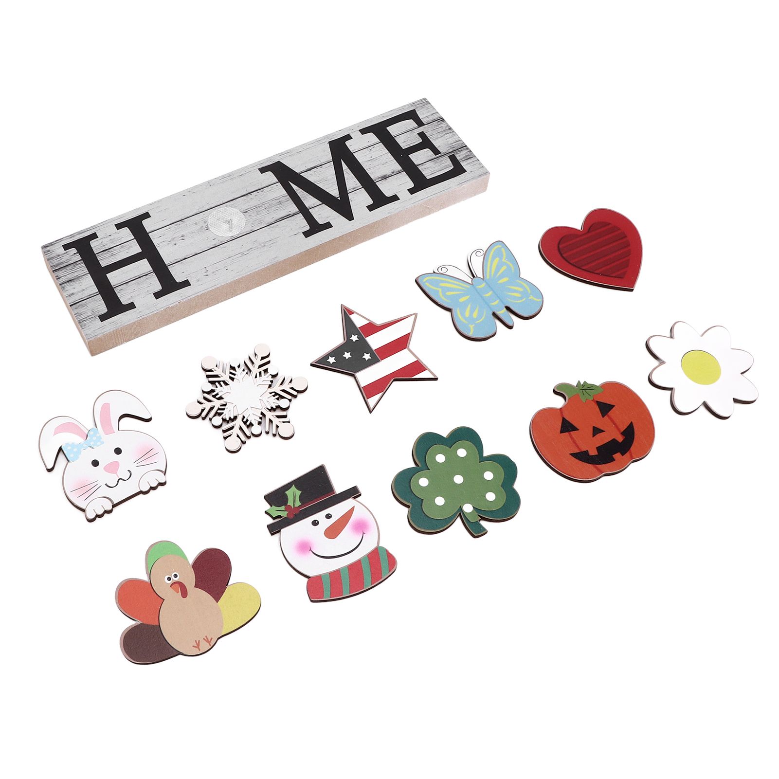 Wooden Country Home Decoration Welcome Sign Wall Decoration 10 Interchangeable Icons Letter Decoration Crafts — image 2