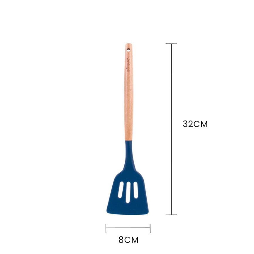 Beechwood & silicone slotted turner navy — image 2