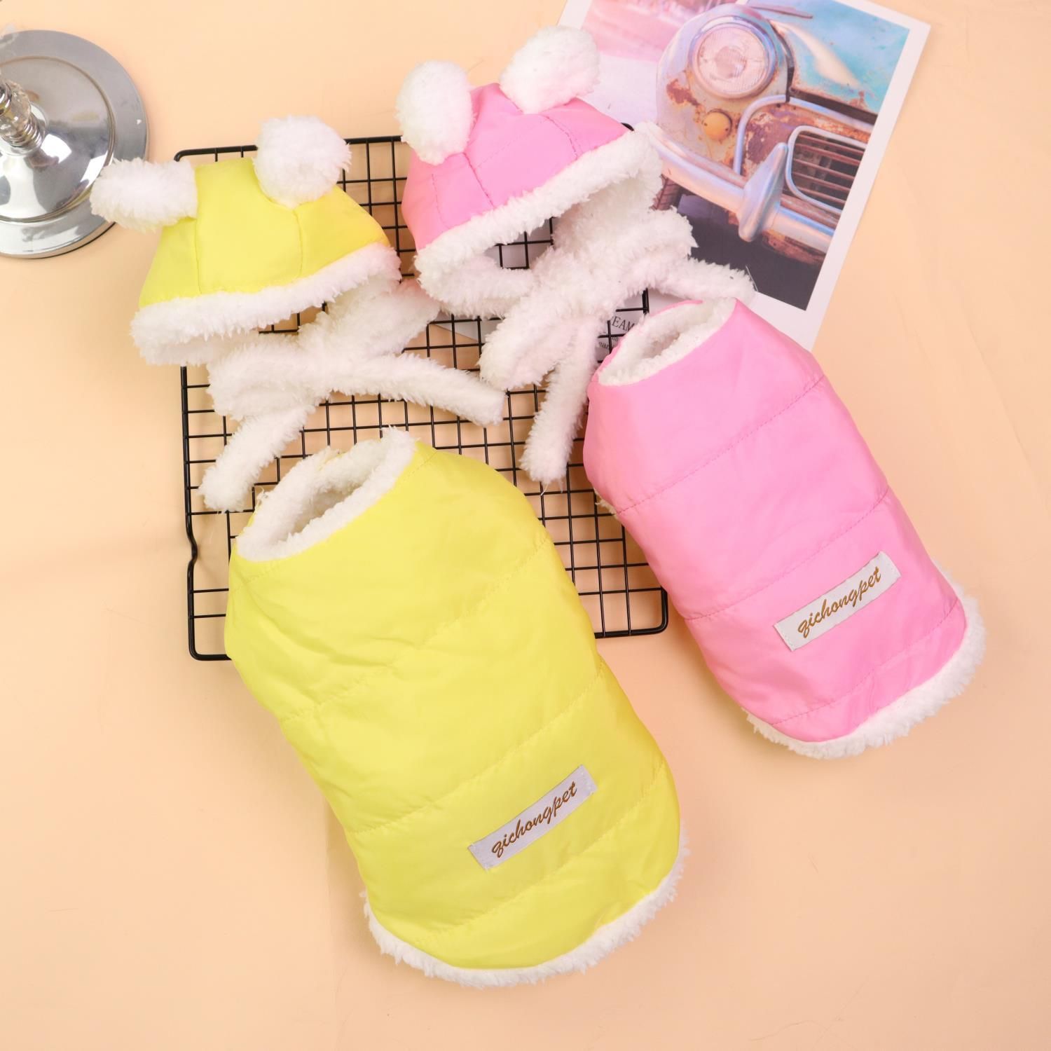 Pet Clothing Two Legged Clothes Odd Pet Thickened Warm cream suit yellow XXL — image 2