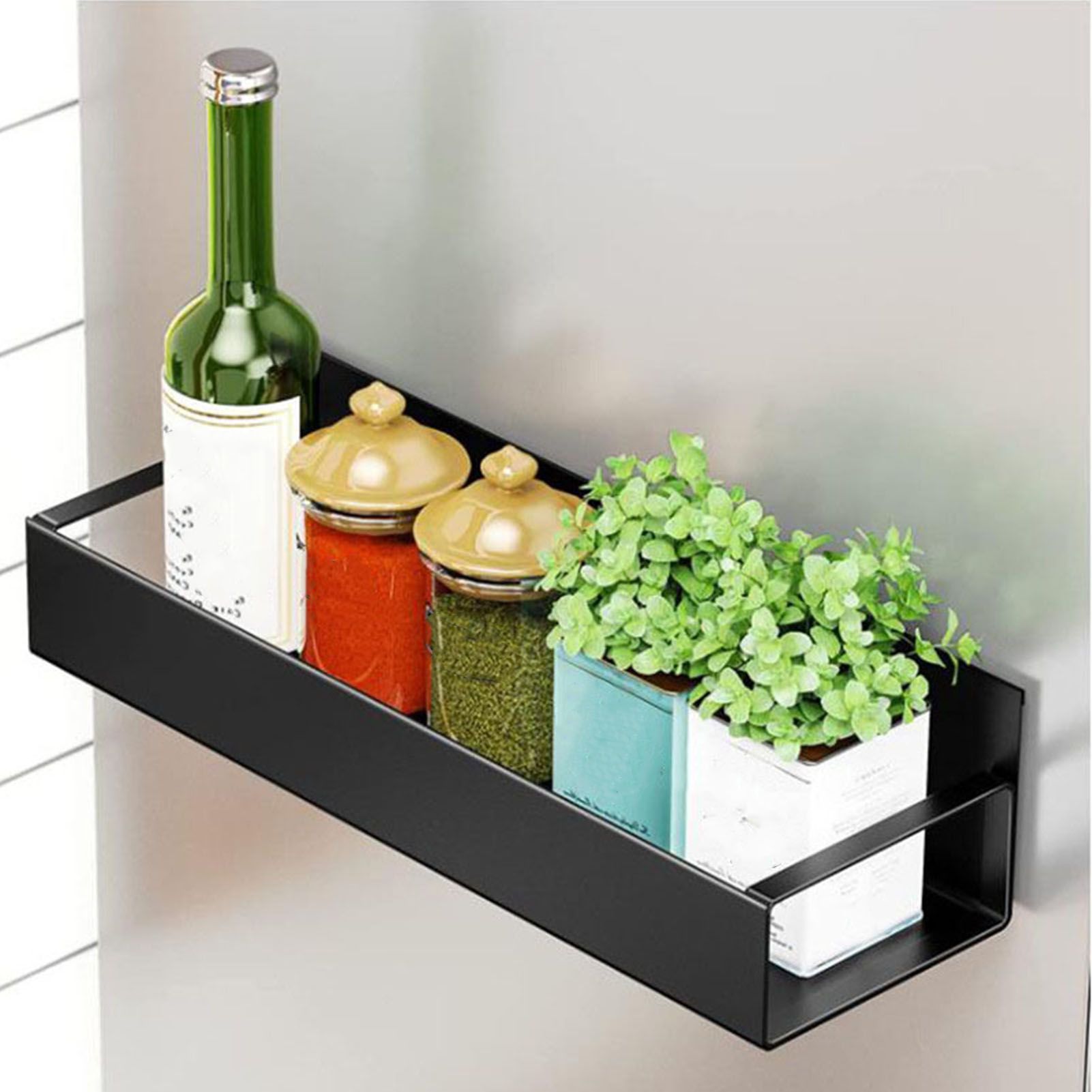Fridge Spice Rack Magnetic with Hook Hanging Seasoning Holder Rack for Kitchen Storage Black 27x8.5x5cm / 10.6x3.3x2.0in โ image 6