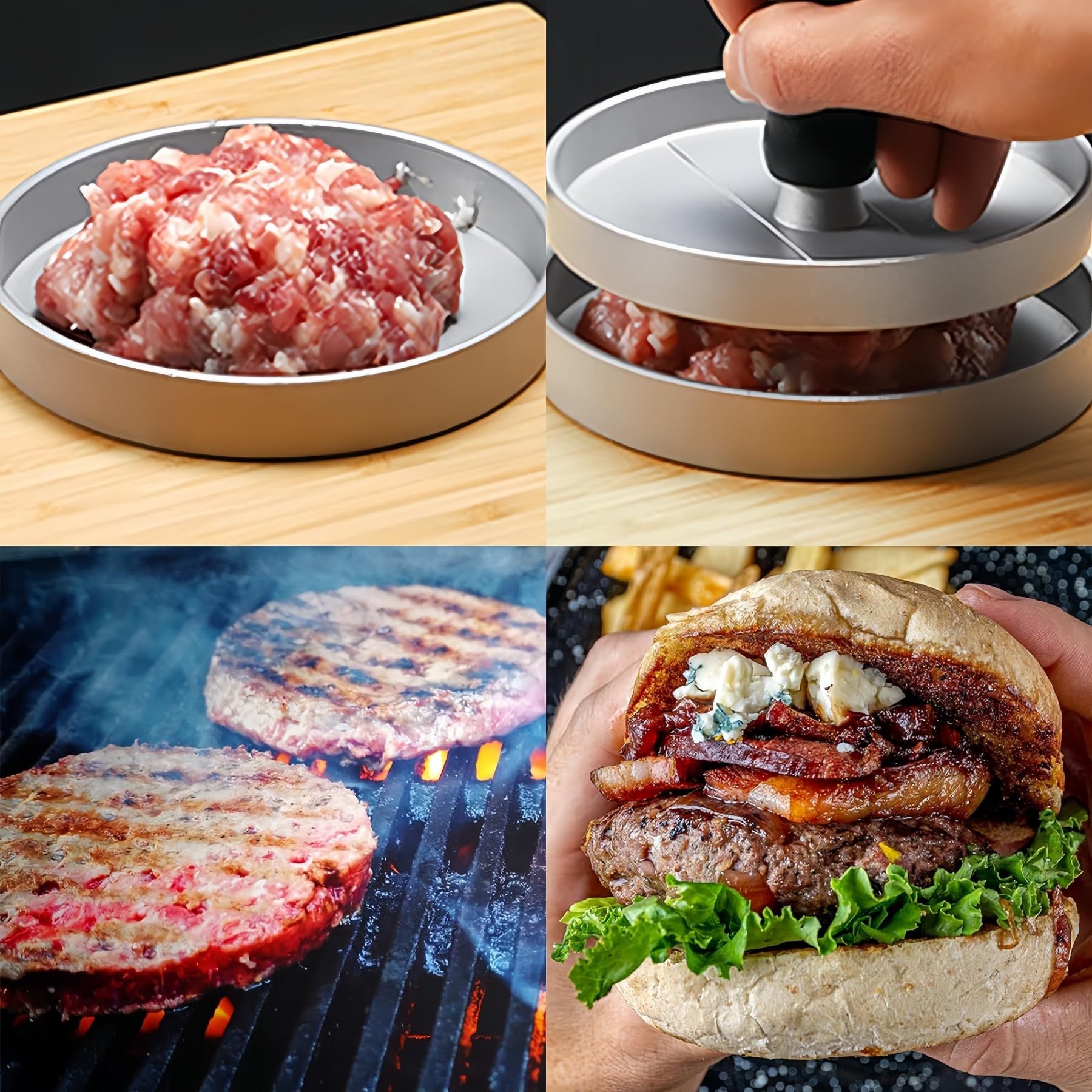 100 Patty Papers Set Grill Press Non-Stick Hamburger Mold with Free Wax Patty Paper Sheets Meat Beef Cheese Veggie Burger(11.7cm) — image 2