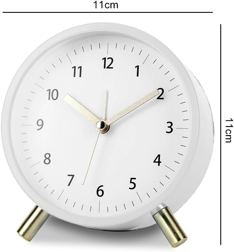 Small Silent Alarm Clock with Night Light and Backlight for Bedroom Office Living Room, Blue, Metal — image 3