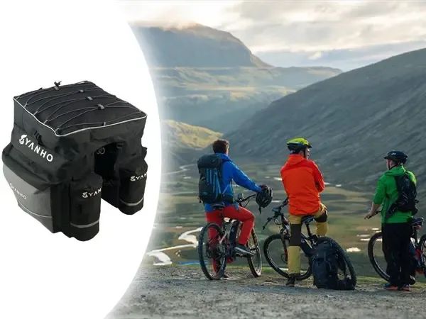 60 L Bicycle Pannier Bag, Water-Resistant Bike Rear Rack Bag with 7 Compartments and Rain Cover for Cycling, Black โ image 5