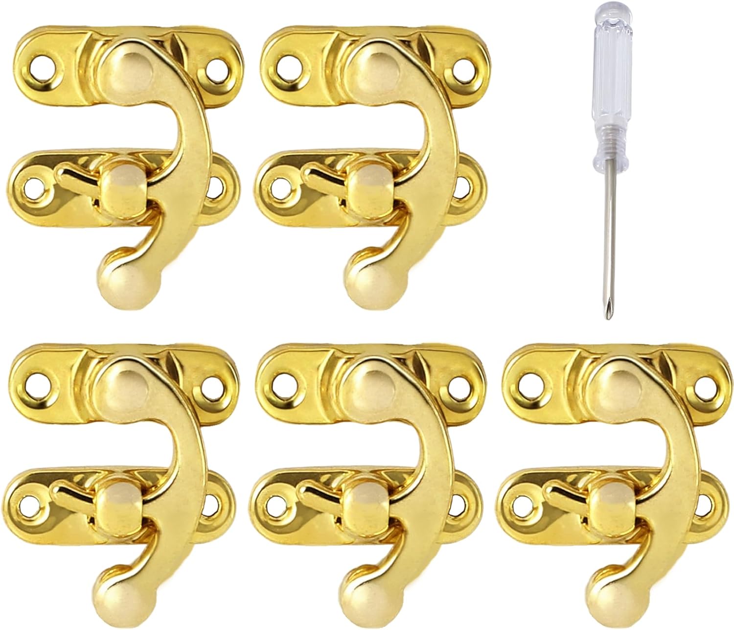 Biaungdo 5pcs Gold Vintage Style Swing Bag Clasp Closure Lock Latch for Furniture Wooden Box Jewelry Case Silver Tone with Mounting Screw & Screwdriver, 33 x