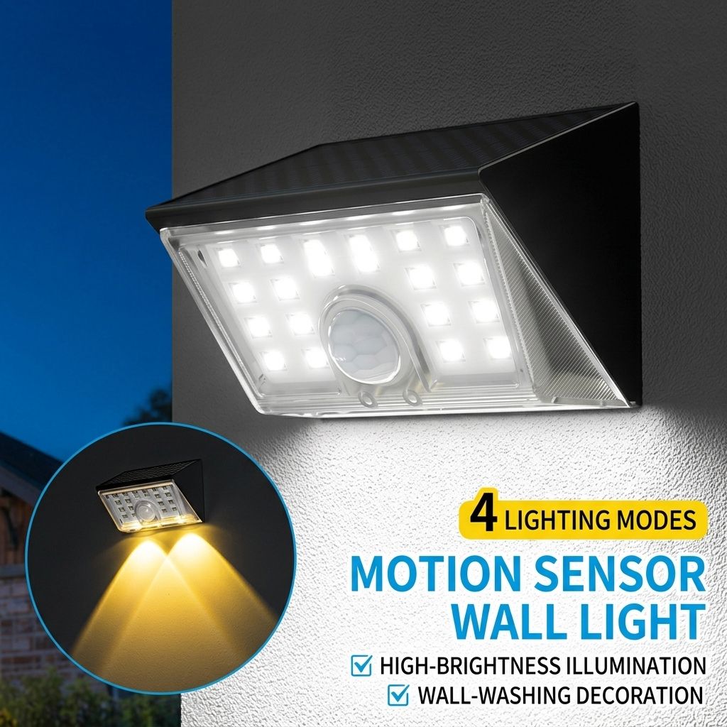 Solar Powered LED Wall Light with Motion Sensor, IP65 Waterproof Outdoor Lighting for Garden Fence, Courtyard, Stairs, and Pathway Decoration, Dual Color