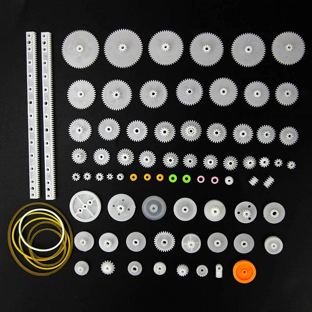 75pcs Mixed Plastic Gearbox Rack Pulley Belt Worm Gear Single & Double-Gear 8-56 Teeth DIY Tool for Robot Repair & Toy Car DIY Kit โ image 3
