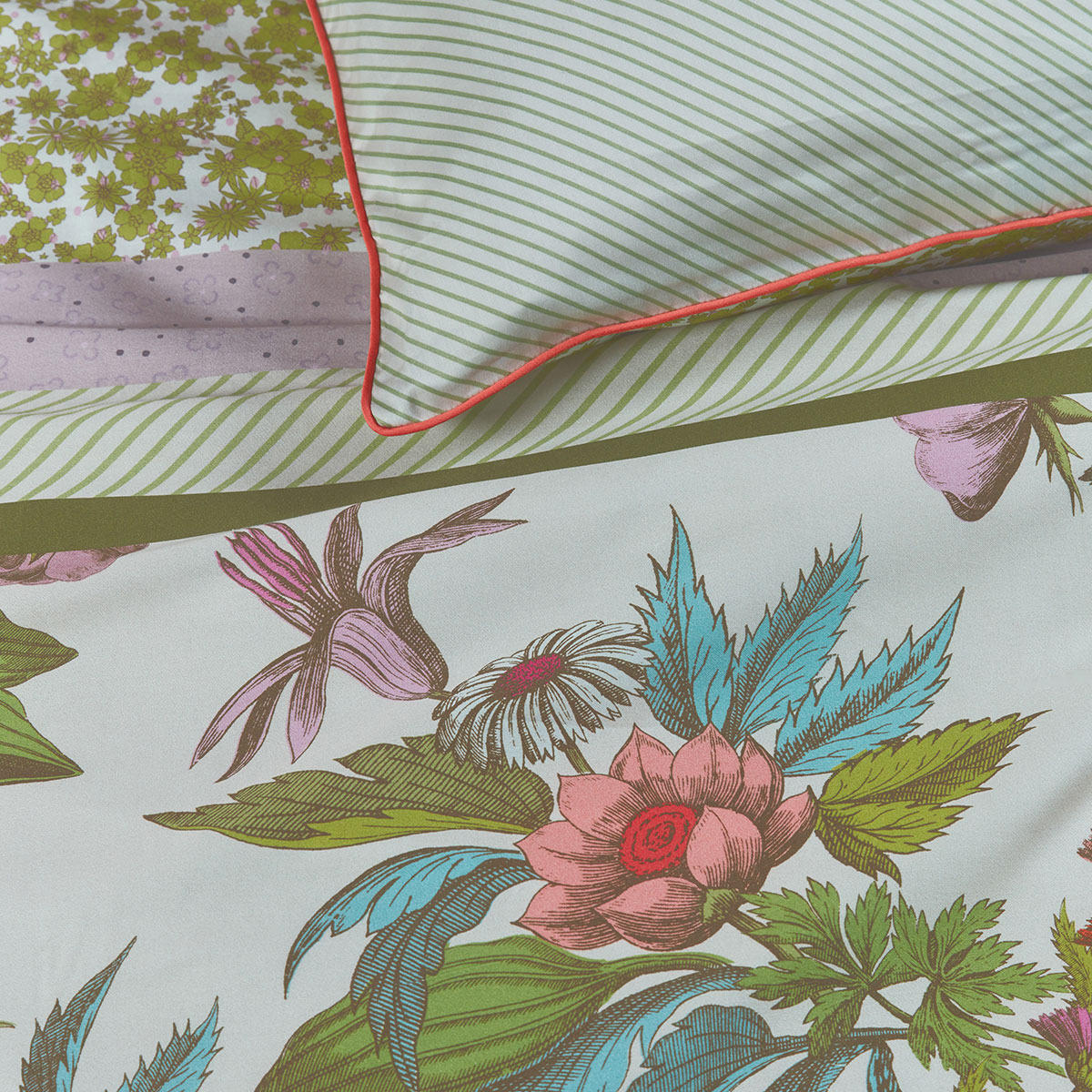 Oilily Line Flower Cotton Sateen Quilt Cover Set Queen — image 3