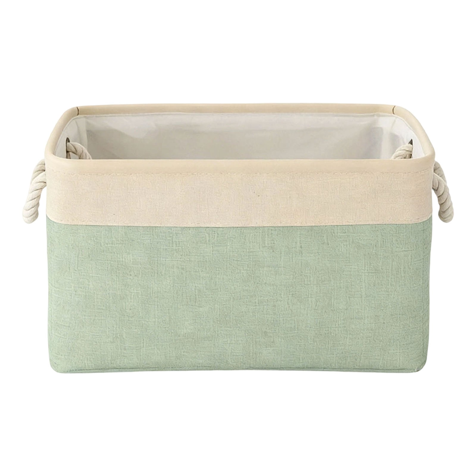 Fabric Storage Basket with Reinforced Handles, Closet Wardrobe Organiser for Clothes Shelves, 41.6 x 19.8 x 31.8 cm, Light Green