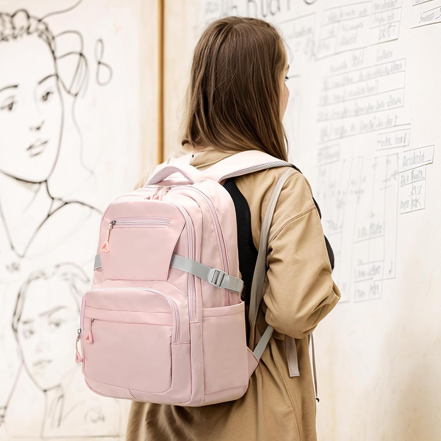 Girls Backpack, Lightweight Aesthetic Bookbag with Anti-Theft Pocket, Laptop Backpack for College and Daily Use — image 2