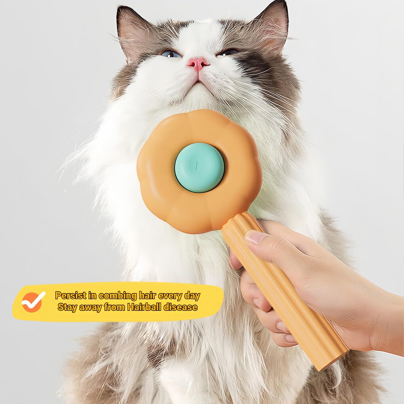 self cleaning cat brushcat combPet comb Cat comb pet brush Pet Self-cleaning needle comb pet hair remover pet comb (orange) — image 5