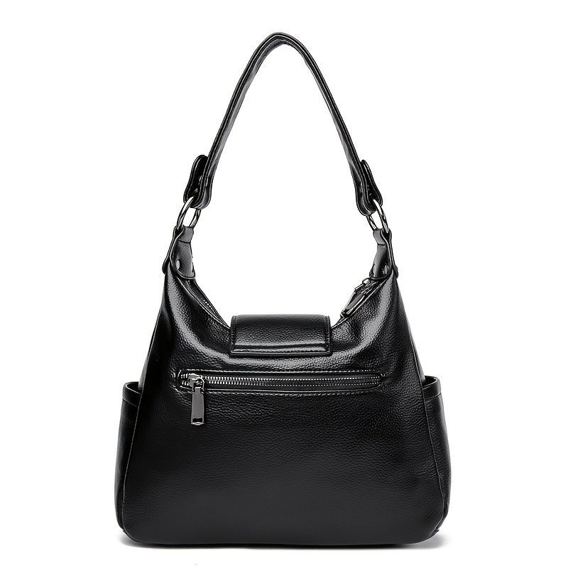 Leather Hobo Bag Shoulder Bag For Women High-Quality Leather Bag Travel Handbag - Gray - Size L — image 6