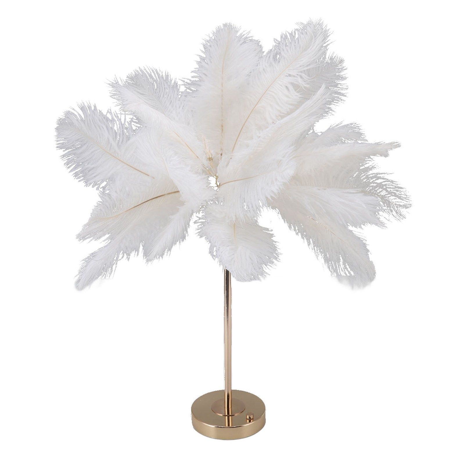 Feather Table Lamp Touch Switch USB Ostrich Feather Lamp 3 Color Dimming Desk Lamp with Gold Metal Base 30pcs Feather โ image 6