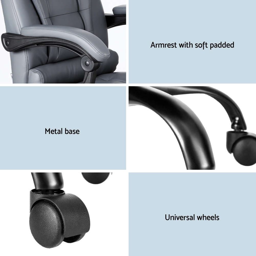 Artiss Executive Office Chair 4-Point Massage Adjustable Ergonomic Recline PU — image 6