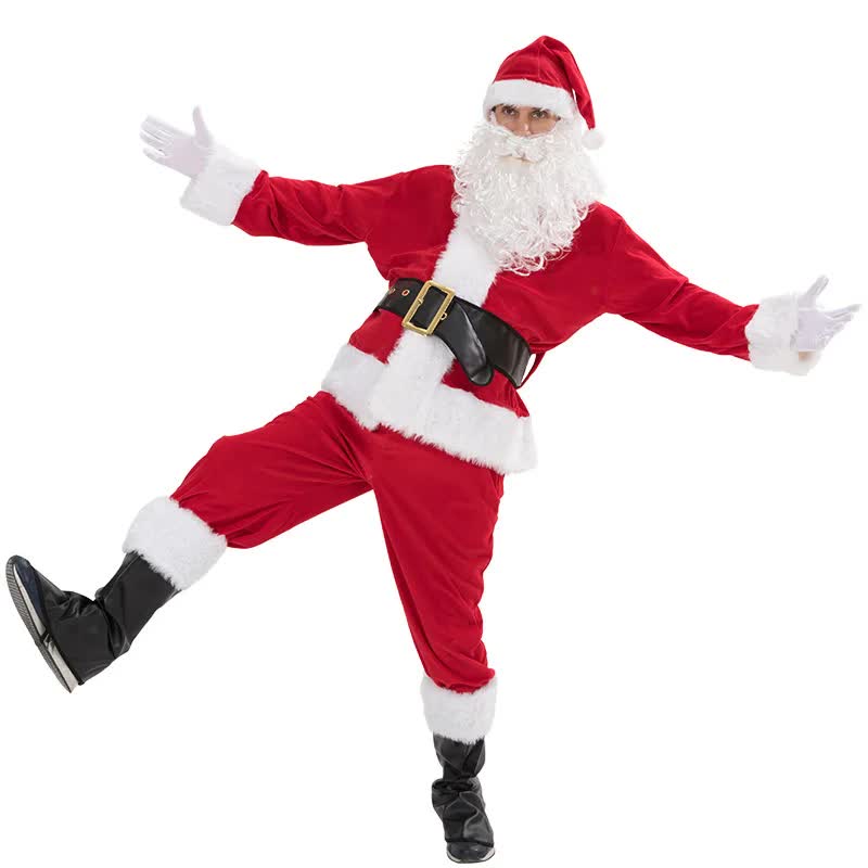 Santa Claus Costume 7 Parts Complete Set for Adults Cosplay with Elf XL 180-195cm — image 3