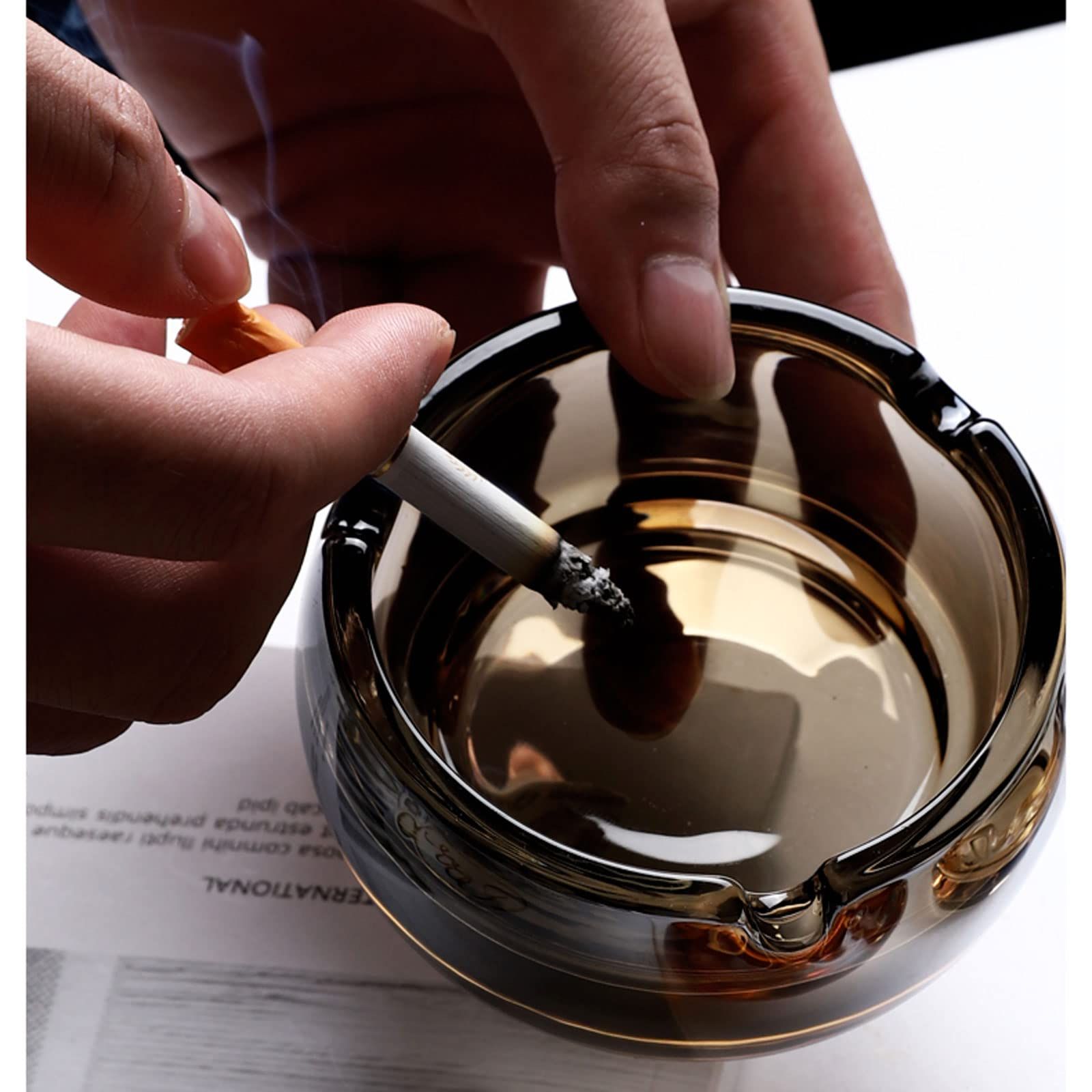 Glass Ashtrays for Cigarettes, Portable Decorative Modern Ashtray for Home Office Indoor Outdoor Patio Use, Pack of 2 — image 3