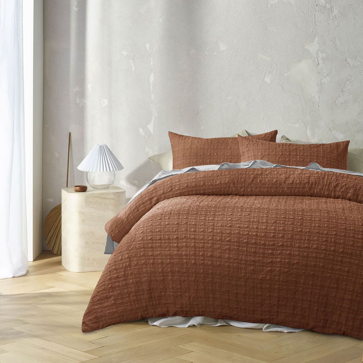 Accessorize Augusta Terracotta Crinkled Look Quilt Cover Set King